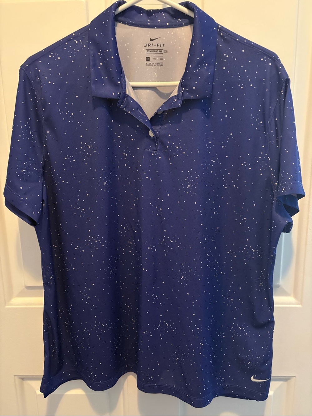 Nike Dri-FIT Women's Blue Polo Top with Speckle Print (2XL)
